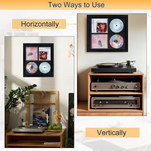 Double CD Frame with Double CD Booklet, Frame 2 CDs，CD Music Display Frame for Disc and CD Box, Signed CD Frame Display Case with Real Glass for Wallmount in Saudi Arabia