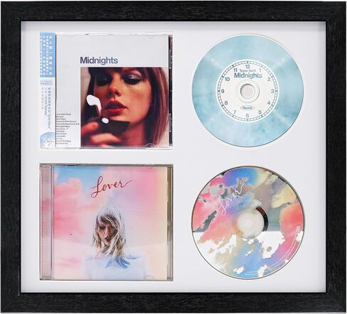 Double CD Frame with Double CD Booklet, Frame 2 CDs，CD Music Display Frame for Disc and CD Box, Signed CD Frame Display Case with Real Glass for Wallmount in Saudi Arabia