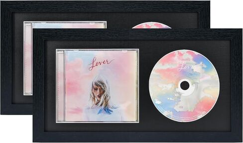 Double CD Frame with Double CD Booklet, Frame 2 CDs，CD Music Display Frame for Disc and CD Box, Signed CD Frame Display Case with Real Glass for Wallmount in Saudi Arabia