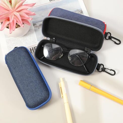 3pcs eyeglasses Zipper Sheipper مع الخطاف ، وحالة النظارات الشمسية المحمولة ، وحالات نظارات الدنيم للرجال والنساء in Kuwait
