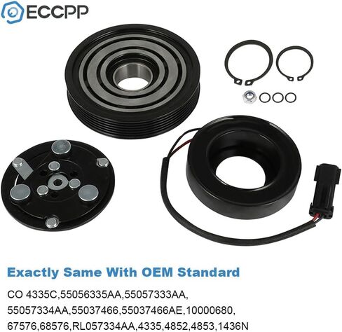 ECCPP A/C قابض الضاغط 2002-2005 مناسب لسيارة جيب ليبرتي 3.7L التيار المتناوب قابض الضاغط مجموعة تجميع بكرة لفائف مجموعة in Saudi Arabia