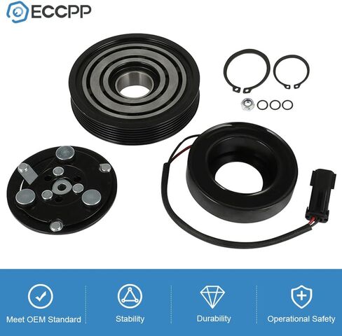 ECCPP A/C قابض الضاغط 2002-2005 مناسب لسيارة جيب ليبرتي 3.7L التيار المتناوب قابض الضاغط مجموعة تجميع بكرة لفائف مجموعة in Saudi Arabia