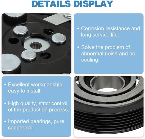 ECCPP A/C قابض الضاغط 2002-2005 مناسب لسيارة جيب ليبرتي 3.7L التيار المتناوب قابض الضاغط مجموعة تجميع بكرة لفائف مجموعة in Saudi Arabia
