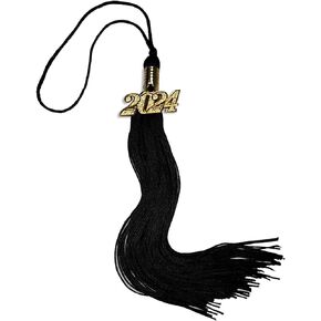 2024 Graduation Tassel with 2024 Gold Charm, Tassels Graduation, Graduation Gift, Tassel for Graduation Cap, Tassel Suitable for Graduation Hat, Black