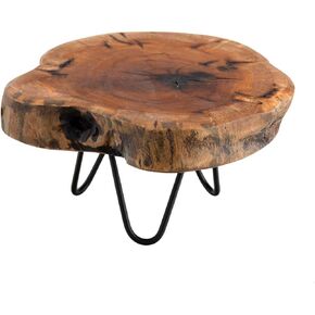 TJ Global Natural Edge Tree Trunk Wooden Stand with Hairpin Legs for Displaying Cakes, Plants, Candles, Decor (L8.5 x W8 x H4.5)