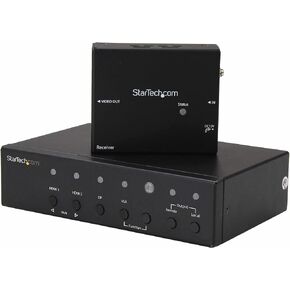 StarTech.com Multi-Input HDBaseT Extender with Built-in Switch - DisplayPort VGA and HDMI Over CAT5e or CAT6 - Up to 4K - up to 230 ft (STDHVHDBT)