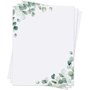 150 Sheets Greenery Stationery Paper Decorative Border Design Paper Greenery Letterhead Paper Sheets Leaf Theme Paper Stationery Decorative Printer Paper Writing Letterhead Sheets for Notes Printing