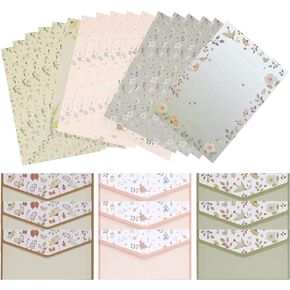 27 PCS Stationary Writing Paper with Envelopes Set Cute Vintage Floral Letter Writing and Stationery Paper Envelopes（18 Sheets with 9 Envelopes）