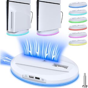 حامل مع مروحة تبريد لوحدة تحكم PS5 Slim، وقاعدة محطة تبريد عمودية مع 3 مستويات لسرعات المروحة، و8 مصابيح RGB و2 محور USB، وملحقات تبريد لقرص Playstation 5 النحيف/الإصدار الرقمي in Kuwait