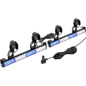 Linkitom Traffic Advisor Strobe Light Bar 2 in 1 Emergency LED Dash Windshield Interior Warning Hazard Flashing Lights for Security Patrol Cars (Amber/White)