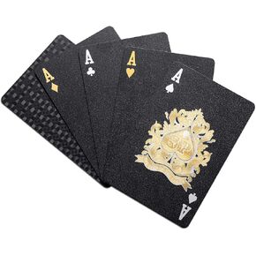 EAY Diamond Waterproof Black Playing Cards, Poker Cards, Deck of Cards (Black)