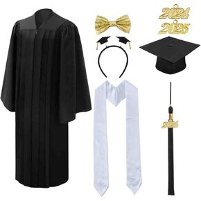 Graduation Gown Adult Matte Robe Outfit Bachelor Costume Tassel Cap Accessories Degree Set