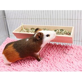 Guinea Pig Feeder Box, Wooden Small Animal Food Feeder, Hanging Rabbit Food Bowl, Small Animal Cage Accessories, Suitable for Rabbit Bunny Chinchilla Guinea Pig Hamster 11.8 × 4.3 × 2.4 Inches