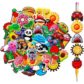 Garetheora 30Pcs Random Pencil Topper Decorations, Different Cute Pencil Clip for Students School Gifts (Cute)
