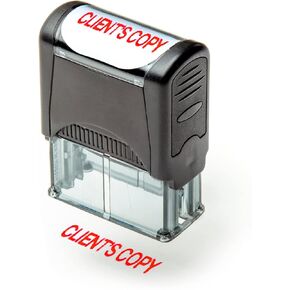 Self Inking Rubber Stamp, Refillable Red Ink Preinstalled - 1.4" x 0.51" X (35 x 8mm) (Client's Copy)