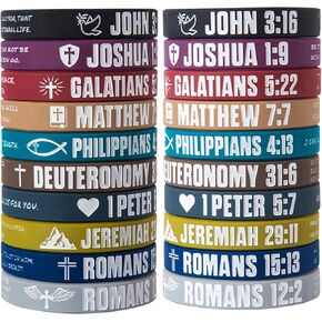 12 Pieces Christian Bible Verses Silicone Wristbands-Popular Bible Verses Faith Rubber Bracelets-Religious Gifts-Jesus Bracelets for Men Women