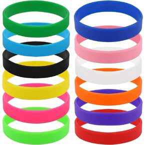 12 Pack Rubber Bracelets Silicone Wrist Bands, Assorted Color Rubber Band Bracelet Kit Rubber Wristbands Stretch Silicone Bracelets for Sports Game Party Favors Cup Markers for Women Men