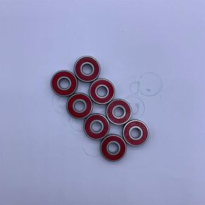 لوح تزلج بمحامل كروية 608-RS، 8 قطع محامل طويلة للوح التزلج، محامل أخدود عميقة صغيرة محكمة الغلق من المطاط المزدوج، دقة 608RS، ABEC 9، درع أحمر in Kuwait