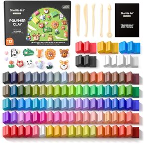 Shuttle Art 117 PCS Small Block Polymer Clay Kit, 95 Unique Colors & Extra Basic Colors, 5 Modeling Clay Tools, Non-Toxic, Non-Sticky, DIY Art Craft Gift for Kids Beginners