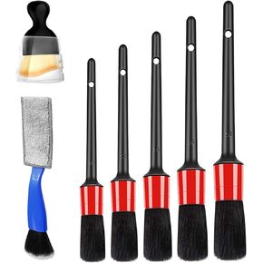 Car Detailing Brush Set for Cleaning Interior Exterior, Incl. 5 Detail Brush 1 Blue Car Double Head Brush 1 Soft Brush in Kuwait