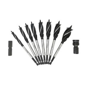 Auger Drill Bit Set for Wood,10pcs 10-25mm with Hex Shank Quick Change,Impact Wood Drill Bit Set with Storage Case,Long Drill Bits for Wood with Adapter