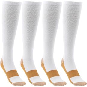 2 Pair Copper Infused Compression Socks Black Knee High Unisex Anti Odor Nursing Compression Socks by Juniper's Secret