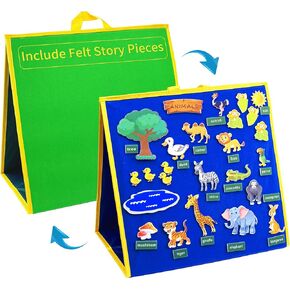 Foldable Felt Board for Toddlers Flannel Board Stories for Preschool Early Learning Interactive Storytelling Freestanding Felt Story Board for Parent-Child Story Reusable Wall Hanging Gift for Kid