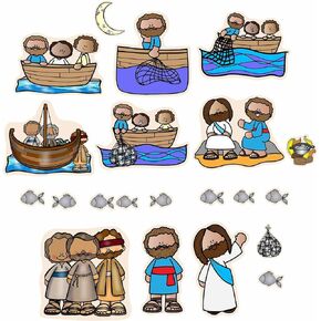 Jesus & Miraculous Catch Fishers of Men Felt Figures for Bible Flannel Board Stories Miracles (Regular)