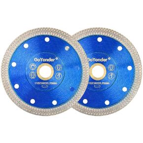 GoYonder 4.5 Inch Super Thin Diamond Saw Blade for Cutting Porcelain Tiles,Granite Marble Ceramics (4.5“Blue-2PCS)