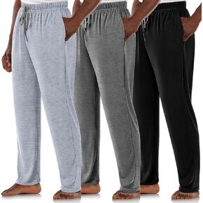 3 Pack Mens Cotton Sleepwear Pajamas Pants with Pockets Soft Sleep Lounge Bottoms Sleep Pj Bottoms for Men in Kuwait
