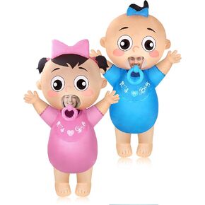2 Pcs Giant Inflatable Baby Costume 96 Inch Baby Blow up Adult Costume for Gender Reveal Baby Shower Party Cosplay