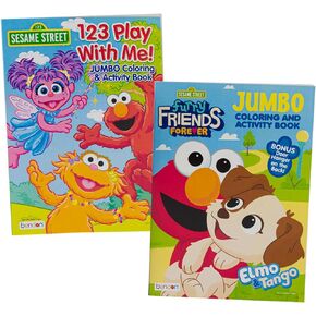 Sesame Street Coloring Activity Book Bundle - Elmo, Cookie Monster, Ernie - 2 Count - 80 Pages Each
