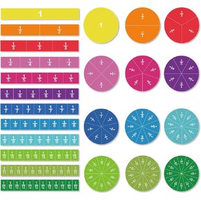 ZazzyKid Magnetic Fraction Tiles & Circles, 156pcs, 12 Color Coded, Fraction Manipulatives
