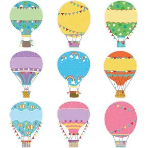 45 Pieces Colorful Hot Air Balloons Cut-Outs, Hot Air Balloons Accents Paper Cutouts Name Tags Labels Bulletin Board Classroom Decoration for Teacher Student Back to School Party Supplies, 5 x 7 Inch