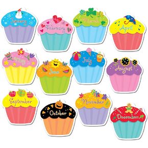 Creative Teaching Press Cupcake Accents for Bulletin Boards & Classrooms, CTP 10" Jumbo Designer Cutouts, 12-Piece Set, Multicolor