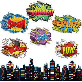 9 Pcs Hero Party Favors Hero Cutouts Hero Themed Bulletin Board Decorations Hero Paper Cardboard Cutouts for Hero Theme Birthday Party School Classroom Wall Decor