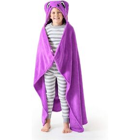 Purple Dino Wearable Hooded Blanket for Kids, Blanket Hoodie, Soft, Cozy Hooded Fleece Blanket, Machine Washable, 40" H x 50" W, One Size