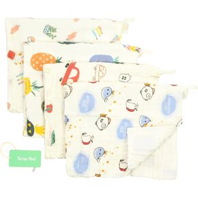 Muslin Baby Washcloths Set(6-Pack), 6-Layer Natural Cotton Infant Face Towel, Ideal for Sensitive Skin and Baby, Reusable Wipes Multipurpose 11.8x11.8inchs (Square)