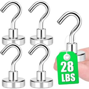 MIKEDE Magnetic Hooks, 28lbs+ Heavy Duty Earth Magnets with Hooks for Refrigerator, Extra Strong Cruise Magnets Hooks for Hanging, Cruise Cabins, Grill, Indoor, Outdoor - 5 Pack