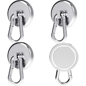Magnetic Hooks 160LBS Neodymium Magnetic Hooks Heavy Duty with Swivel Carabiner Hook, Perfect for Refrigerator Grill Kitchen Warehouse Office 4 PCS in Saudi Arabia