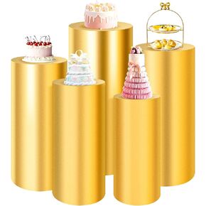 أغطية حامل قاعدة أسطوانة سباندكس مجموعة من 5 أغطية طاولات أسطوانية مستديرة سوداء، أغطية حامل صندوق عرض قاعدة أسطوانة لتزيين حفلات الزفاف (حوامل الأسطوانات غير متضمنة) in Kuwait