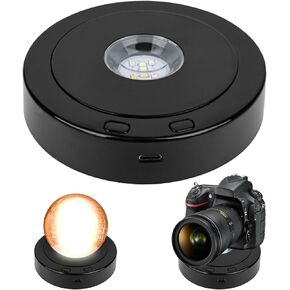 LED Rotating Display Stand, Color LED Light Base Round 360 Degree Rotating Display Stand Cup Glass Art Display Stand Turner Night LED Lamp Base Lighted Display Stand with USB, 4 Revolving 8 Light Mode