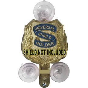 Compact Heavy Duty Police Shield Holder for Car Window fits PBA FOP FMBA Shields. Fits all shields. Strong, Compact MADE IN THE USA by former Law Enforcement FREE SHIPPING