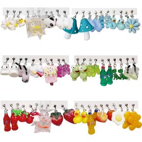 EIELO 30 Pairs Clip On Weird Funny Earrings for Women Cute Aesthetic Non Pierced Dangle Drop Earrings Set