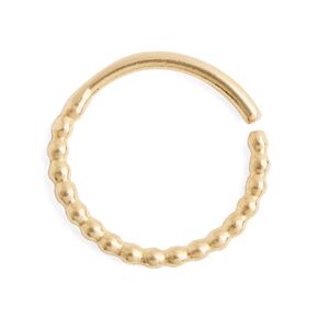 Dainty Gold Nose Ring, Minimalist Tribal 14K Solid Rose Dots Handmade Cute Simple Everyday Boho Piercing Jewelry, Helix, Cartilage, Curated Ear, Inner Diameter: 7 mm, 20 Gauge