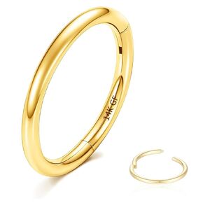 14K Gold Filled Septum Rings Hoop 16G 8mm/10mm Nose Hoop, Cartilage Clicker Hoop Earrings for Rook,Daith, Tragus for Women Men (10)
