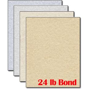Parchment Stationery Paper Letterhead Color Assortment - 40 Sheets - 24lb Bond Printer Paper with Parchment Design