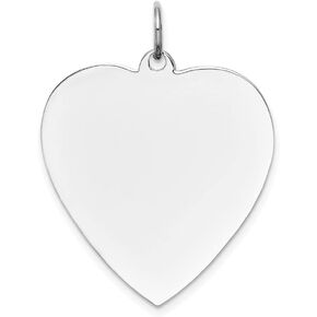 Diamond2Deal 14k White Gold Plain Engravable Heart Charm Pendant Fine Jewelry for Women