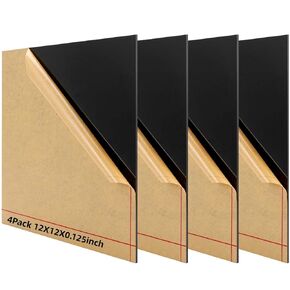 Black Acrylic Plexiglass Sheet, MIKING 4 Pack 12 x 16 Inch Black Cast Square Panel 1/8" Thick (3mm) Plexi Glass Acrylic Board with Protective Paper for DIY Display Projects, Craft
