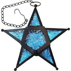 Vela Lanterns Decorative Hanging Star Candle Lanterns, Amber, Set of 2